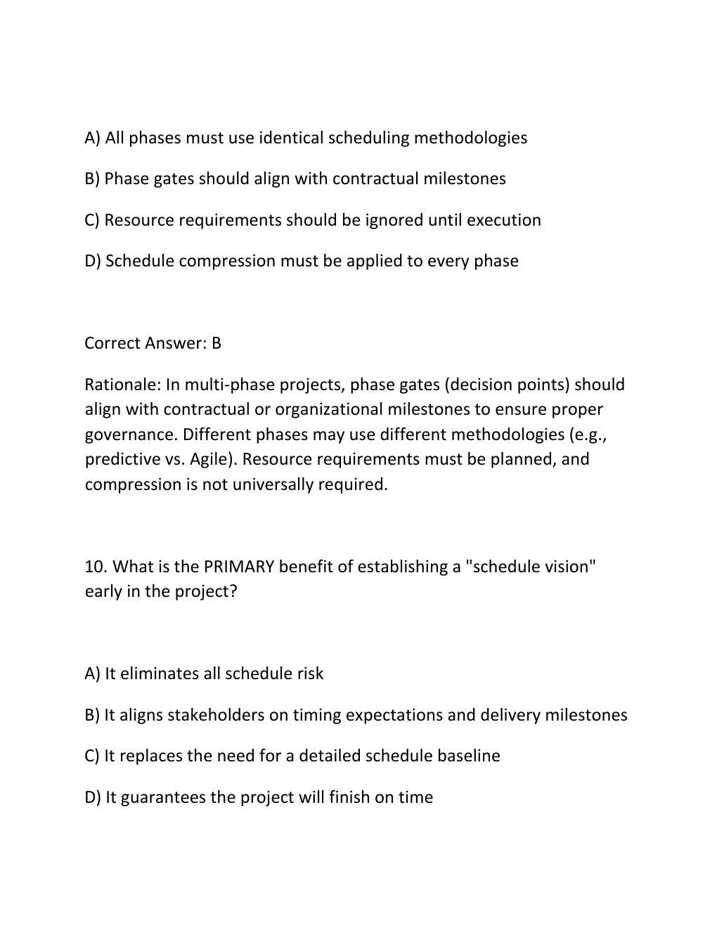 Preview page 7 of PROJECT SCHEDULING CERTIFICATION EXAM PRACTICE QUESTIONS AND CORRECT ANSWERS