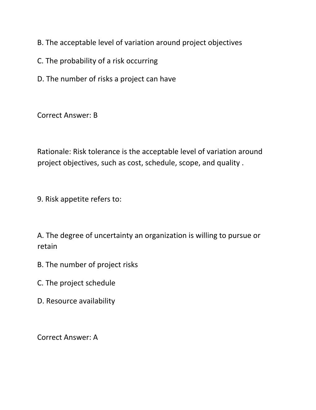 Preview page 6 of PROJECT RISK ANALYSIS CERTIFICATION EXAM PRACTICE QUESTIONS AND CORRECT ANSWERS