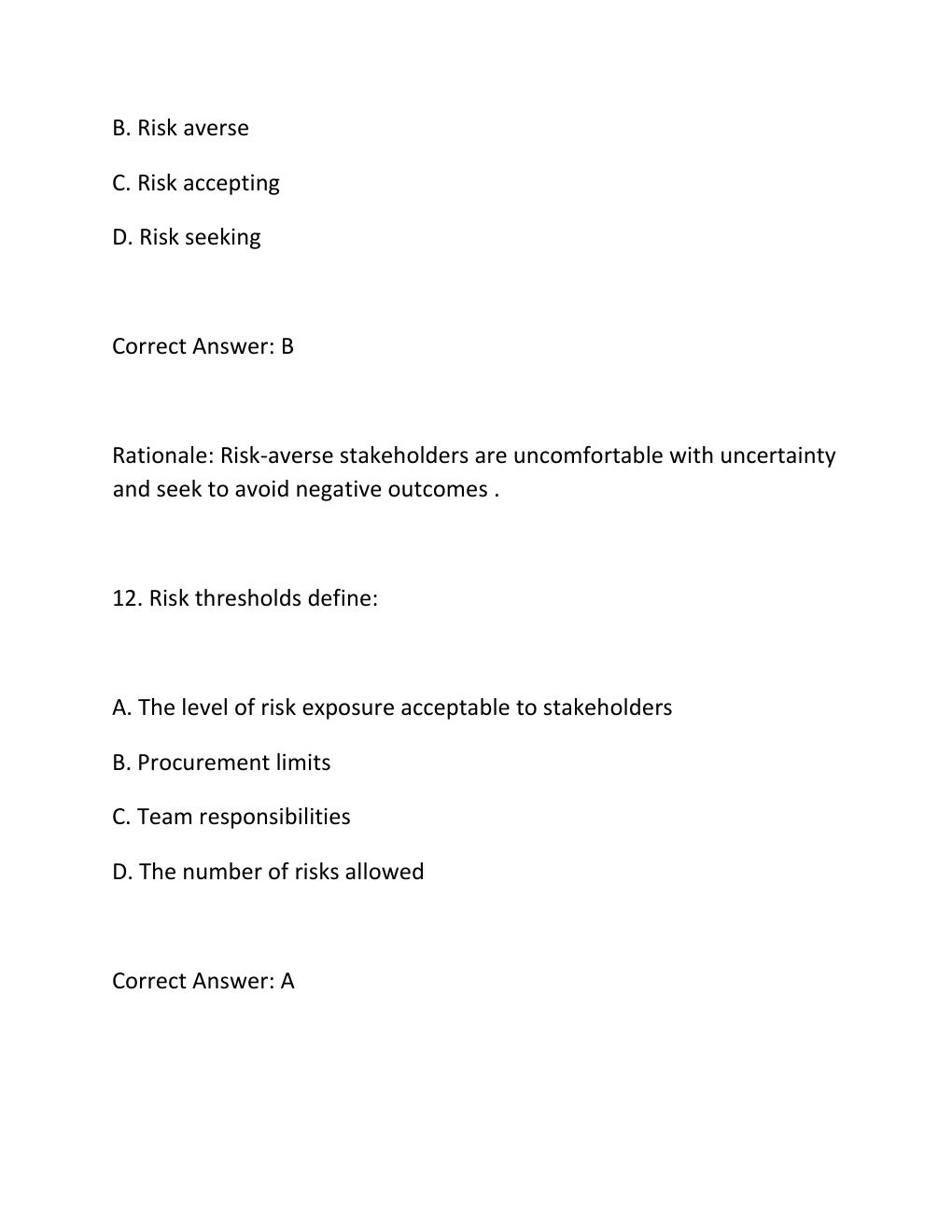 Preview page 8 of PROJECT RISK ANALYSIS CERTIFICATION EXAM PRACTICE QUESTIONS AND CORRECT ANSWERS