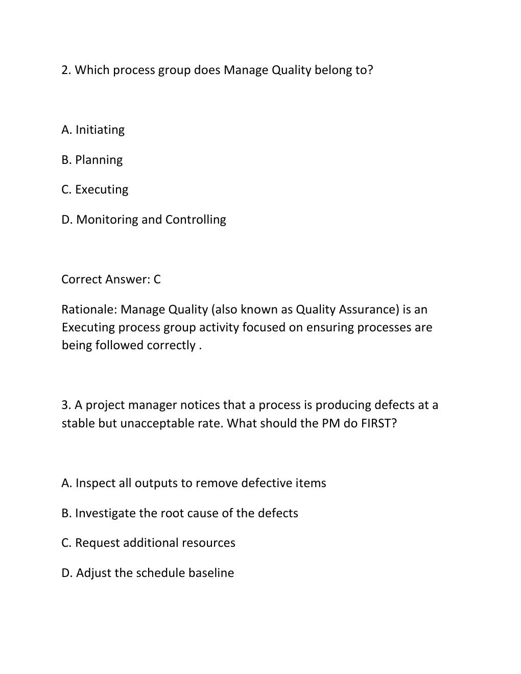 Preview page 2 of PROJECT QUALITY MANAGEMENT CERTIFICATION EXAM PRACTICE QUESTIONS AND CORRECT ANSWERS