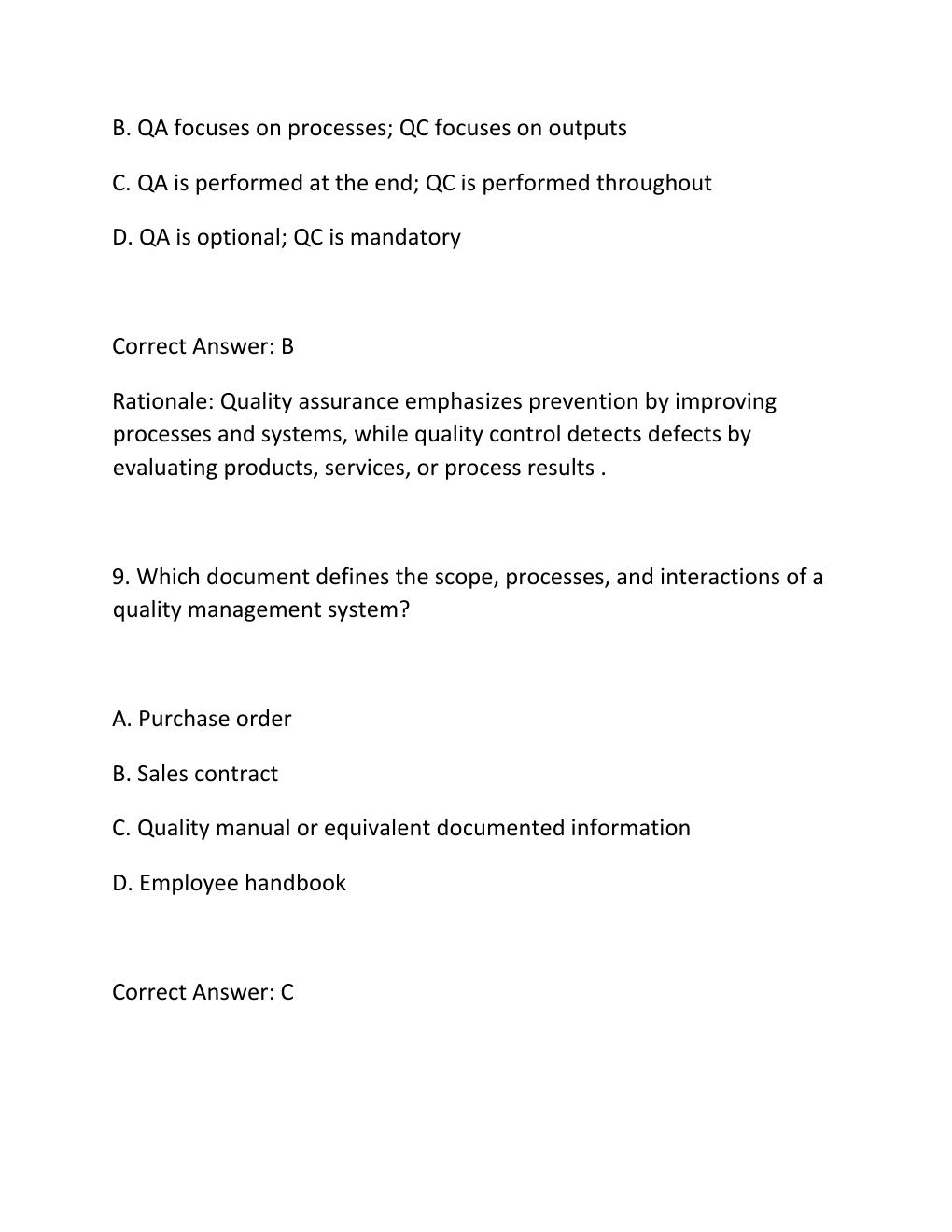 Preview page 6 of PROJECT QUALITY MANAGEMENT CERTIFICATION EXAM PRACTICE QUESTIONS AND CORRECT ANSWERS