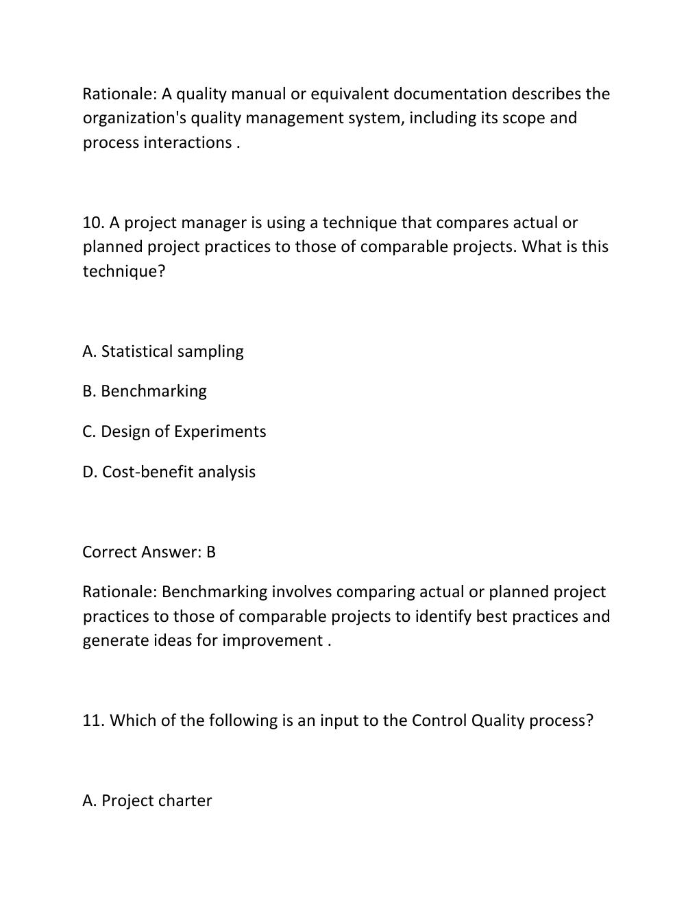 Preview page 7 of PROJECT QUALITY MANAGEMENT CERTIFICATION EXAM PRACTICE QUESTIONS AND CORRECT ANSWERS