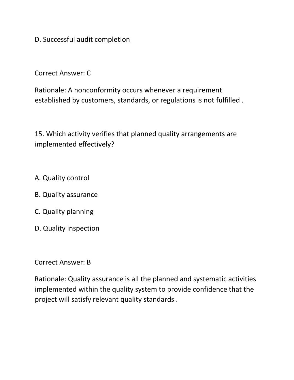 Preview page 10 of PROJECT QUALITY MANAGEMENT CERTIFICATION EXAM PRACTICE QUESTIONS AND CORRECT ANSWERS