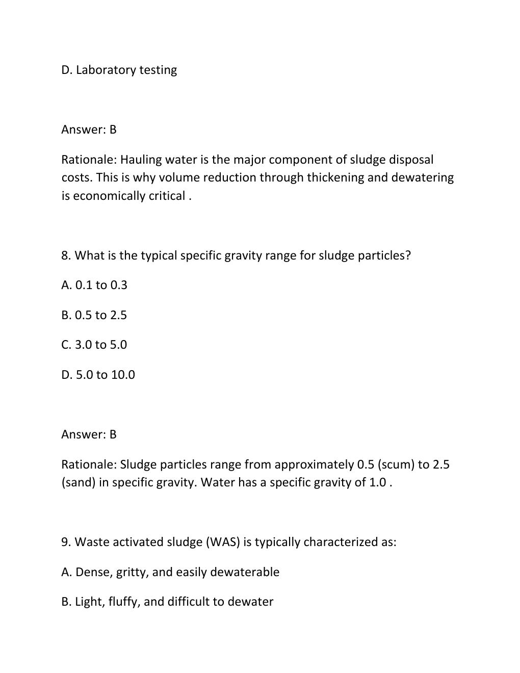 Preview page 5 of SLUDGE DEWATERING CERTIFICATION EXAM PRACTICE QUESTIONS AND CORRECT ANSWERS