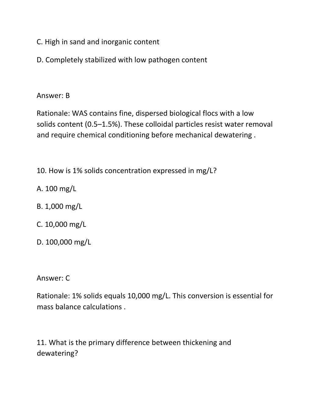 Preview page 6 of SLUDGE DEWATERING CERTIFICATION EXAM PRACTICE QUESTIONS AND CORRECT ANSWERS