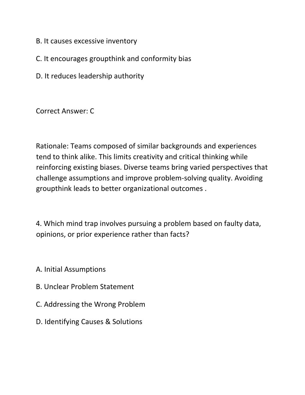 Preview page 3 of SNCOA LDR 303S IMPROVING ORGANIZATIONS PROBLEM SOLVING EXERCISE EXAM PRACTICE QUESTIONS AND CORRECT ANSWERS