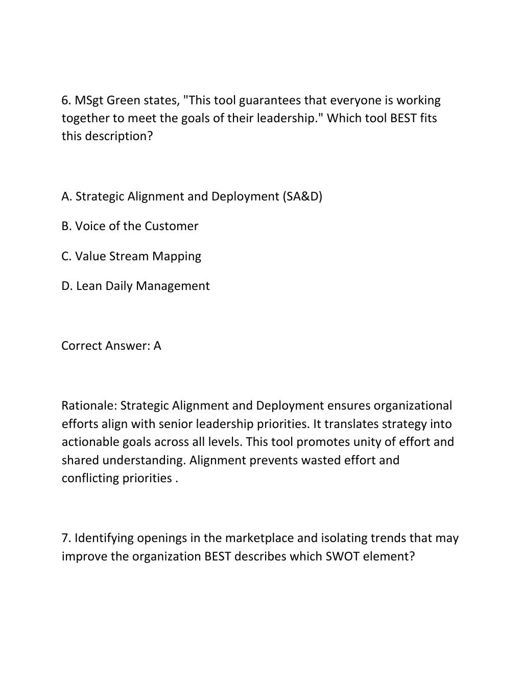 Preview page 5 of SNCOA LDR 303S IMPROVING ORGANIZATIONS PROBLEM SOLVING EXERCISE EXAM PRACTICE QUESTIONS AND CORRECT ANSWERS