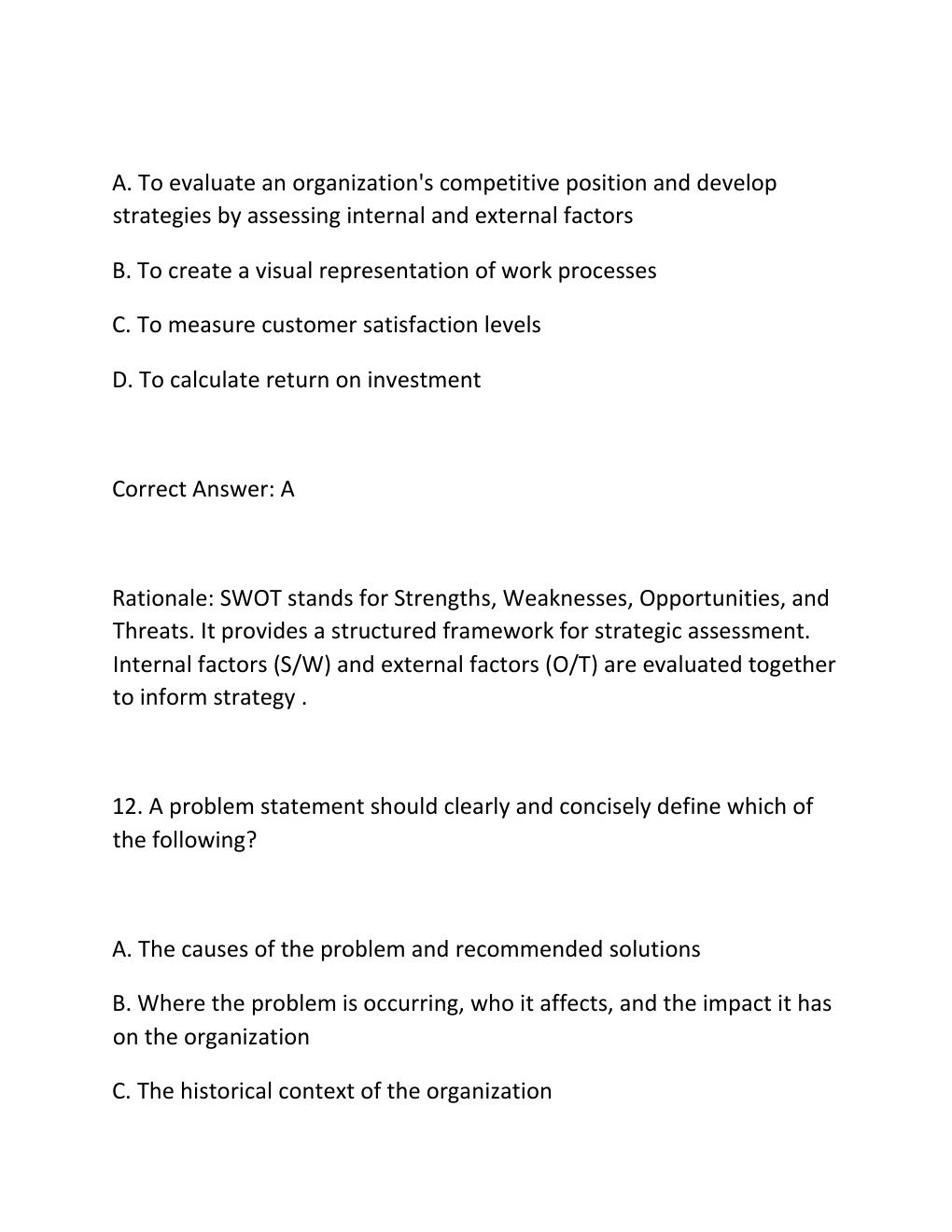 Preview page 9 of SNCOA LDR 303S IMPROVING ORGANIZATIONS PROBLEM SOLVING EXERCISE EXAM PRACTICE QUESTIONS AND CORRECT ANSWERS