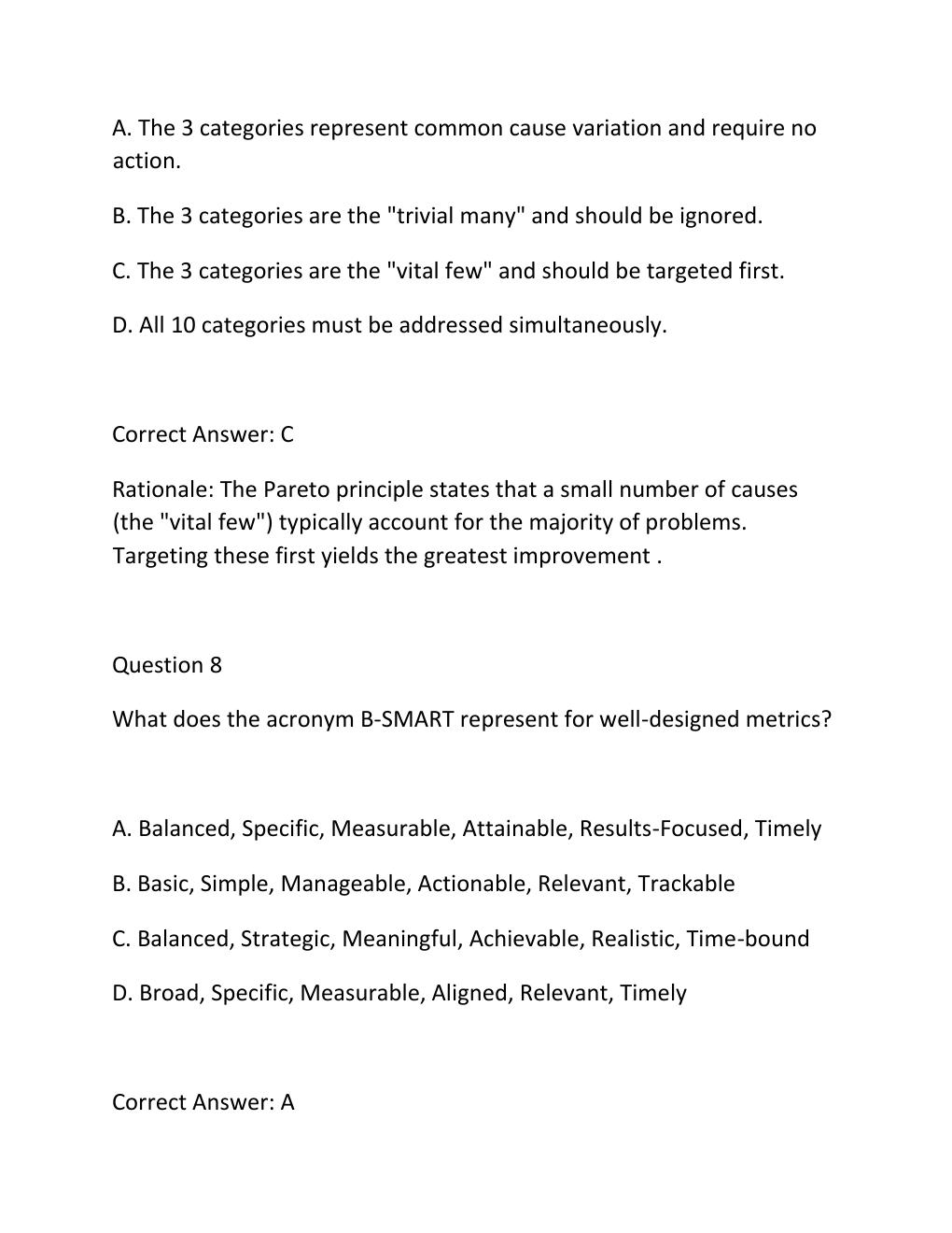 Preview page 6 of SNCOA LDR 303S IMPROVING ORGANIZATIONS PERFORMANCE IMPROVEMENT PROJECT ASSESSMENT EXAM PRACTICE QUESTIONS AND CORRECT AN