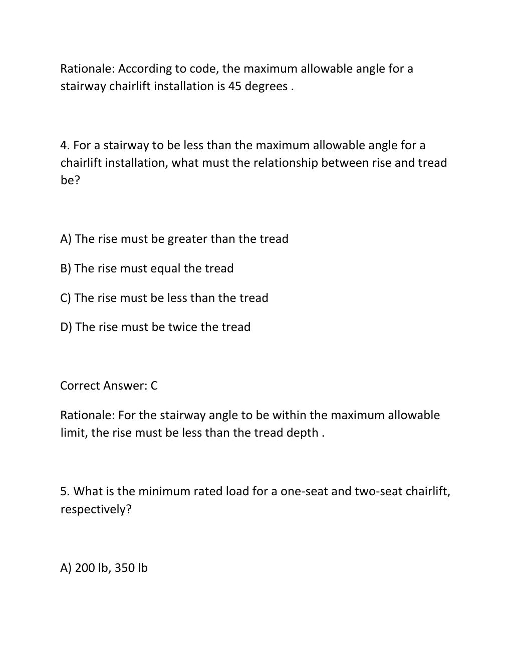 Preview page 3 of STAIRWAY CHAIRLIFT CODE EXAM PRACTICE QUESTIONS AND CORRECT ANSWERS