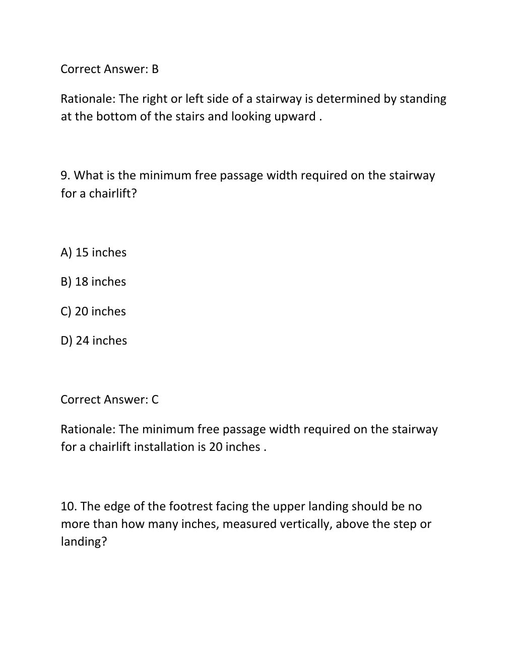 Preview page 6 of STAIRWAY CHAIRLIFT CODE EXAM PRACTICE QUESTIONS AND CORRECT ANSWERS