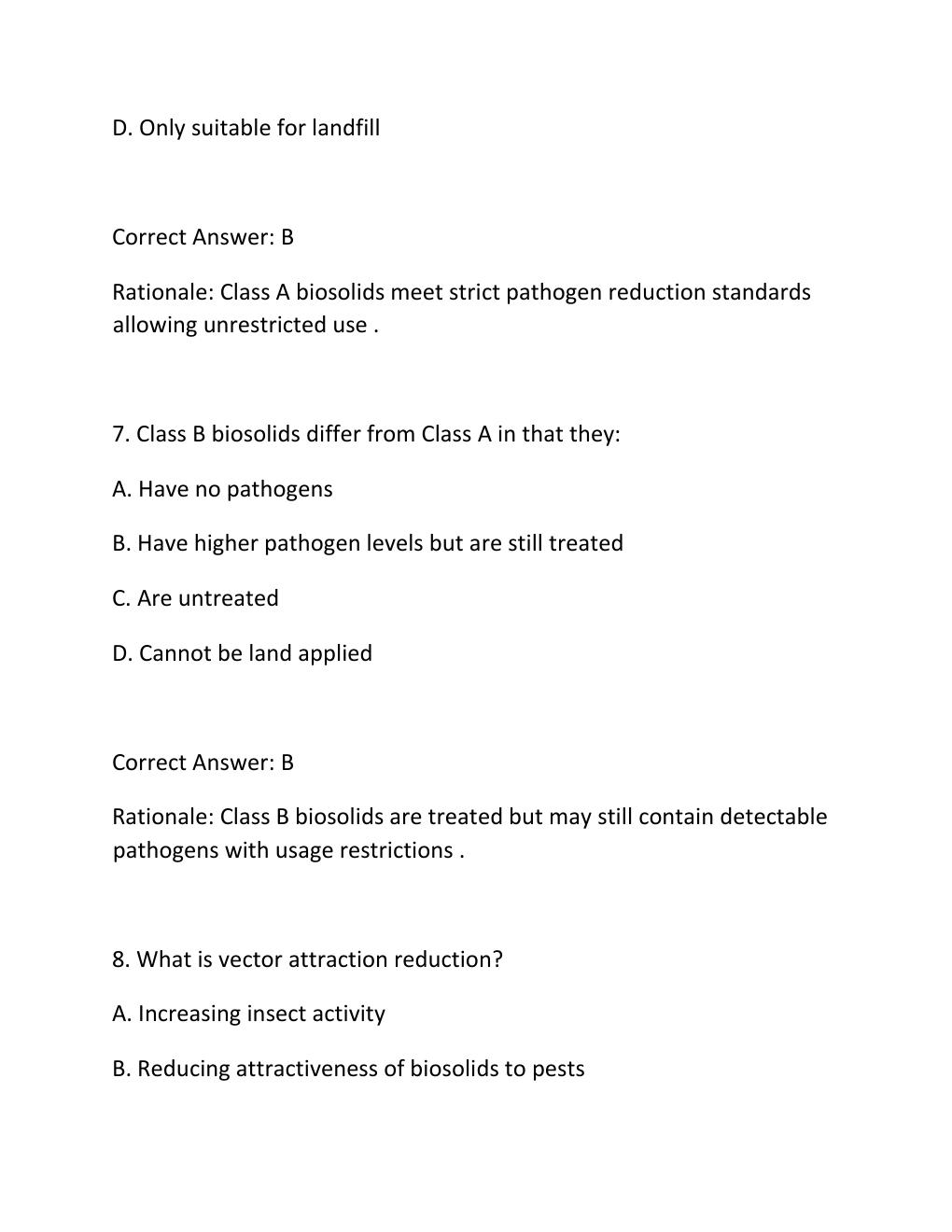 Preview page 4 of SOLIDS HANDLING AND BIOSOLIDS MANAGEMENT CERTIFICATION EXAM PRACTICE QUESTIONS AND CORRECT ANSWERS