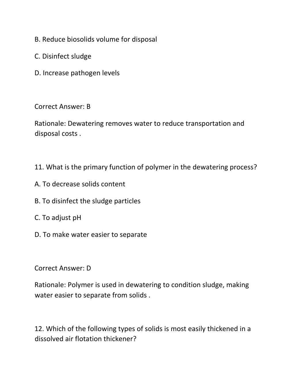 Preview page 6 of SOLIDS HANDLING AND BIOSOLIDS MANAGEMENT CERTIFICATION EXAM PRACTICE QUESTIONS AND CORRECT ANSWERS