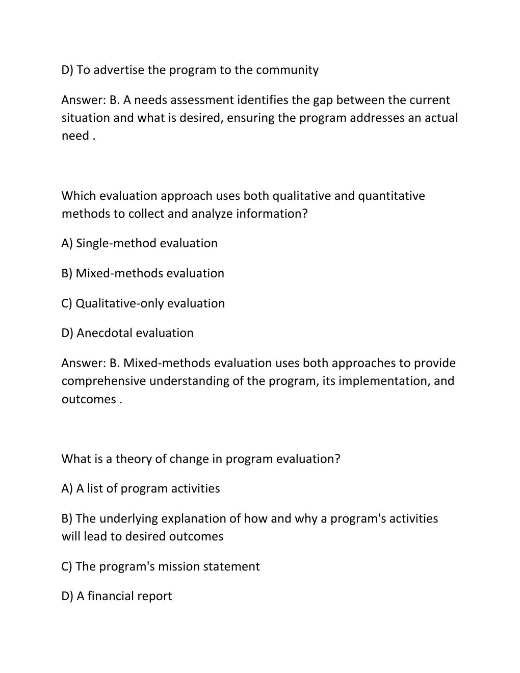 Preview page 2 of WGU D585 PROGRAM EVALUATION PERFORMANCE ASSESSMENT COMPLETE RUBRIC ALIGNED EXEMPLAR HLTH 2620 PRACTICE EXAM QUESTIONS AN