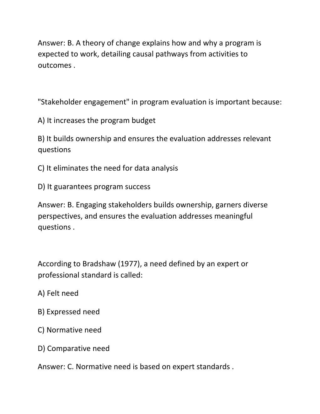 Preview page 3 of WGU D585 PROGRAM EVALUATION PERFORMANCE ASSESSMENT COMPLETE RUBRIC ALIGNED EXEMPLAR HLTH 2620 PRACTICE EXAM QUESTIONS AN