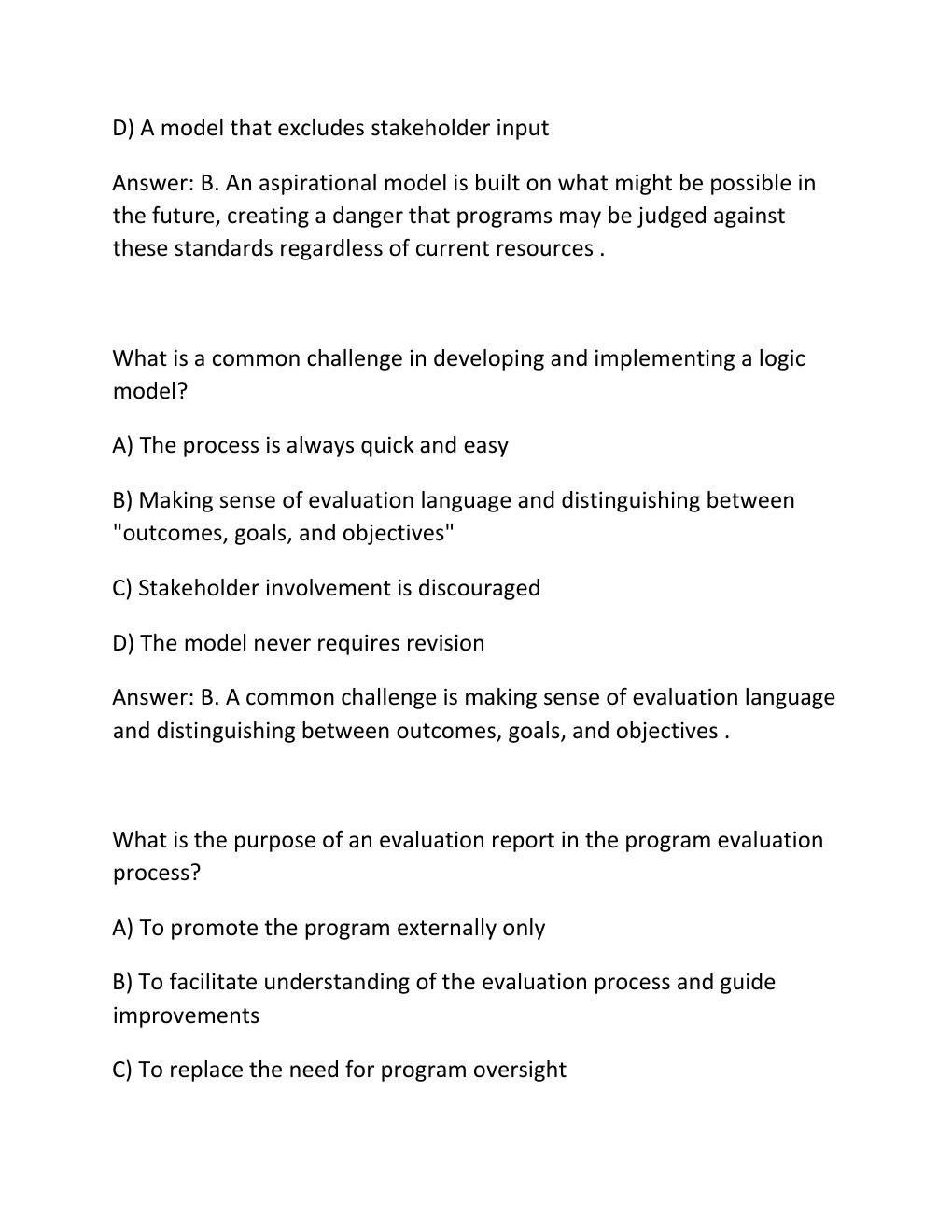 Preview page 7 of WGU D585 PROGRAM EVALUATION PERFORMANCE ASSESSMENT COMPLETE RUBRIC ALIGNED EXEMPLAR HLTH 2620 PRACTICE EXAM QUESTIONS AN