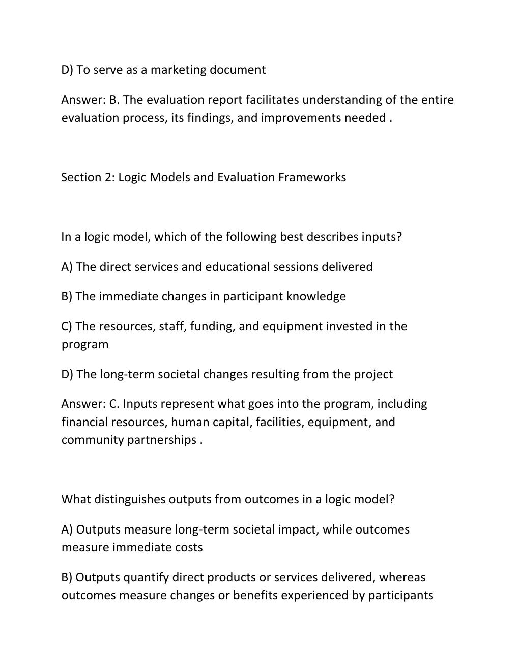 Preview page 8 of WGU D585 PROGRAM EVALUATION PERFORMANCE ASSESSMENT COMPLETE RUBRIC ALIGNED EXEMPLAR HLTH 2620 PRACTICE EXAM QUESTIONS AN