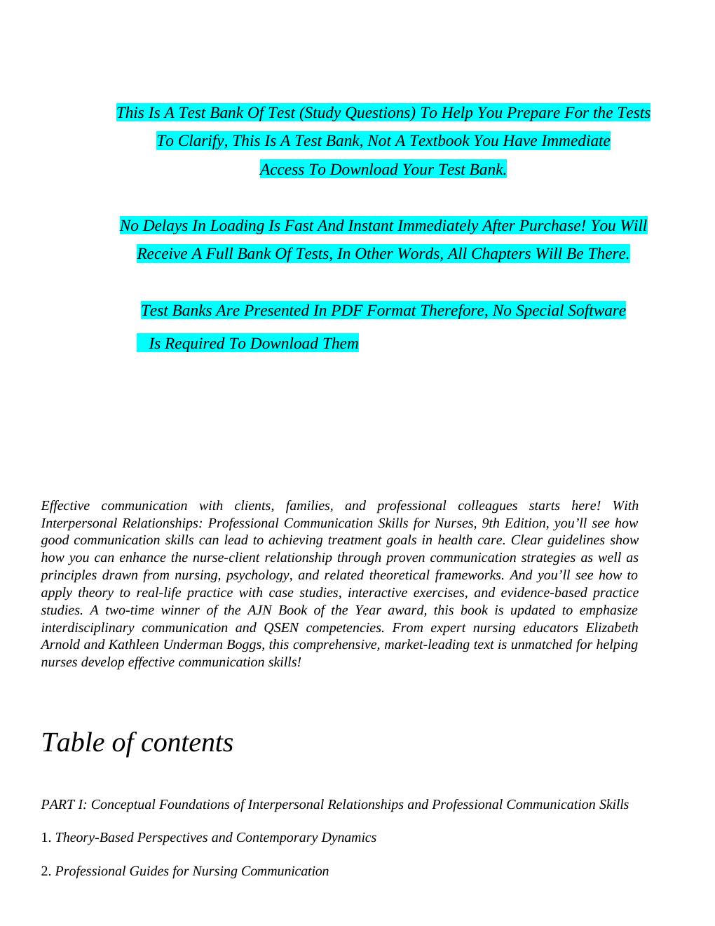 Preview page 2 of Test Bank Interpersonal Relationships 9th Edition