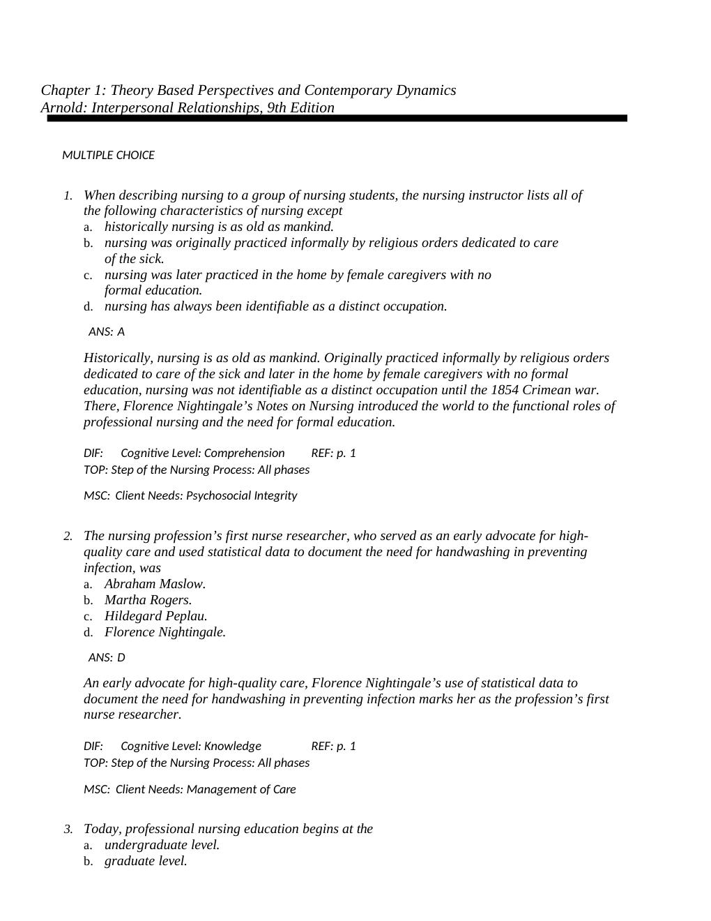 Preview page 5 of Test Bank Interpersonal Relationships 9th Edition