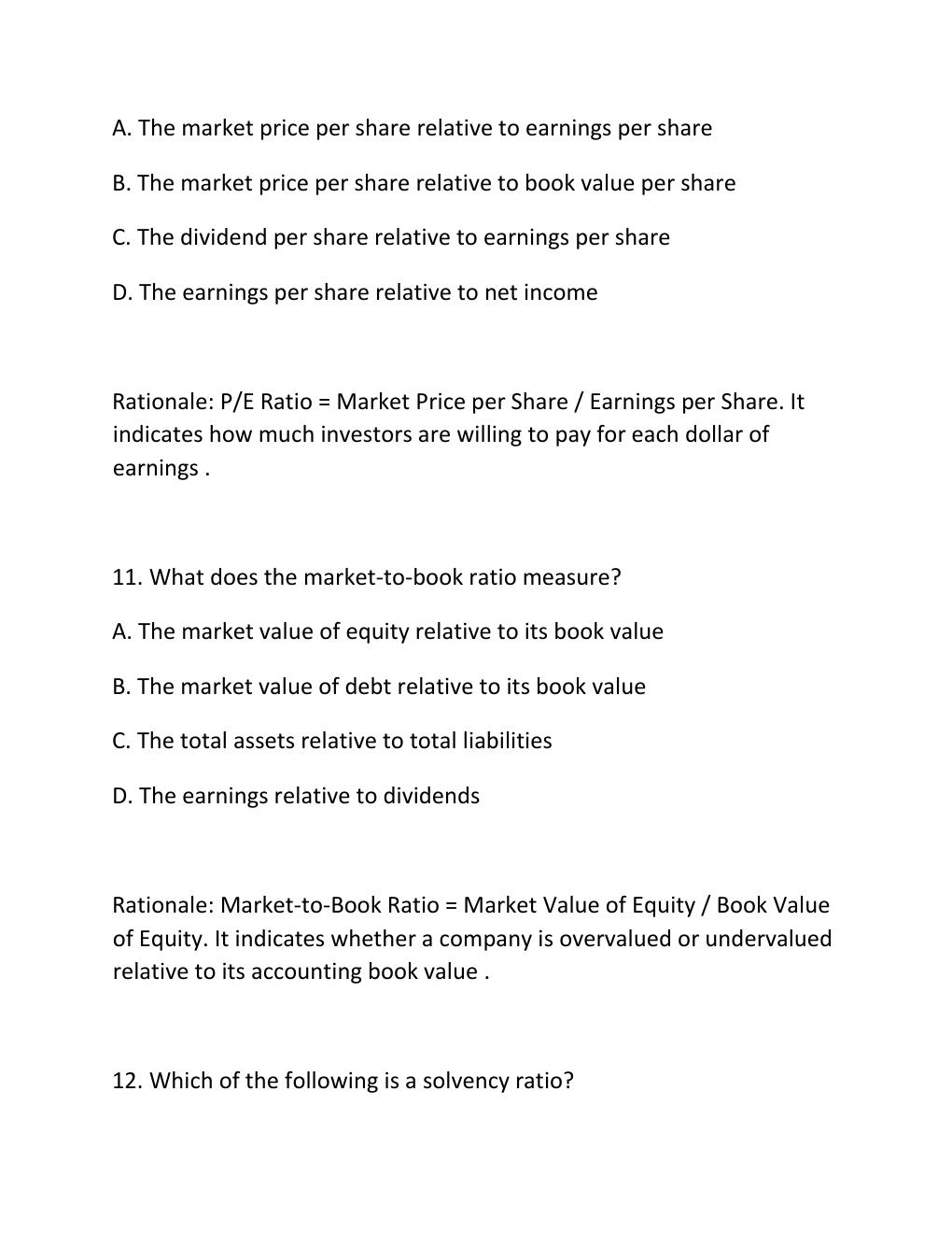 Preview page 6 of WGU D556 CORPORATE FINANCIAL ANALYSIS COMPREHENSIVE OA MASTER STUDY GUIDE UPDATED FORMULAS WORKED EXAMPLES PRACTICE QUES