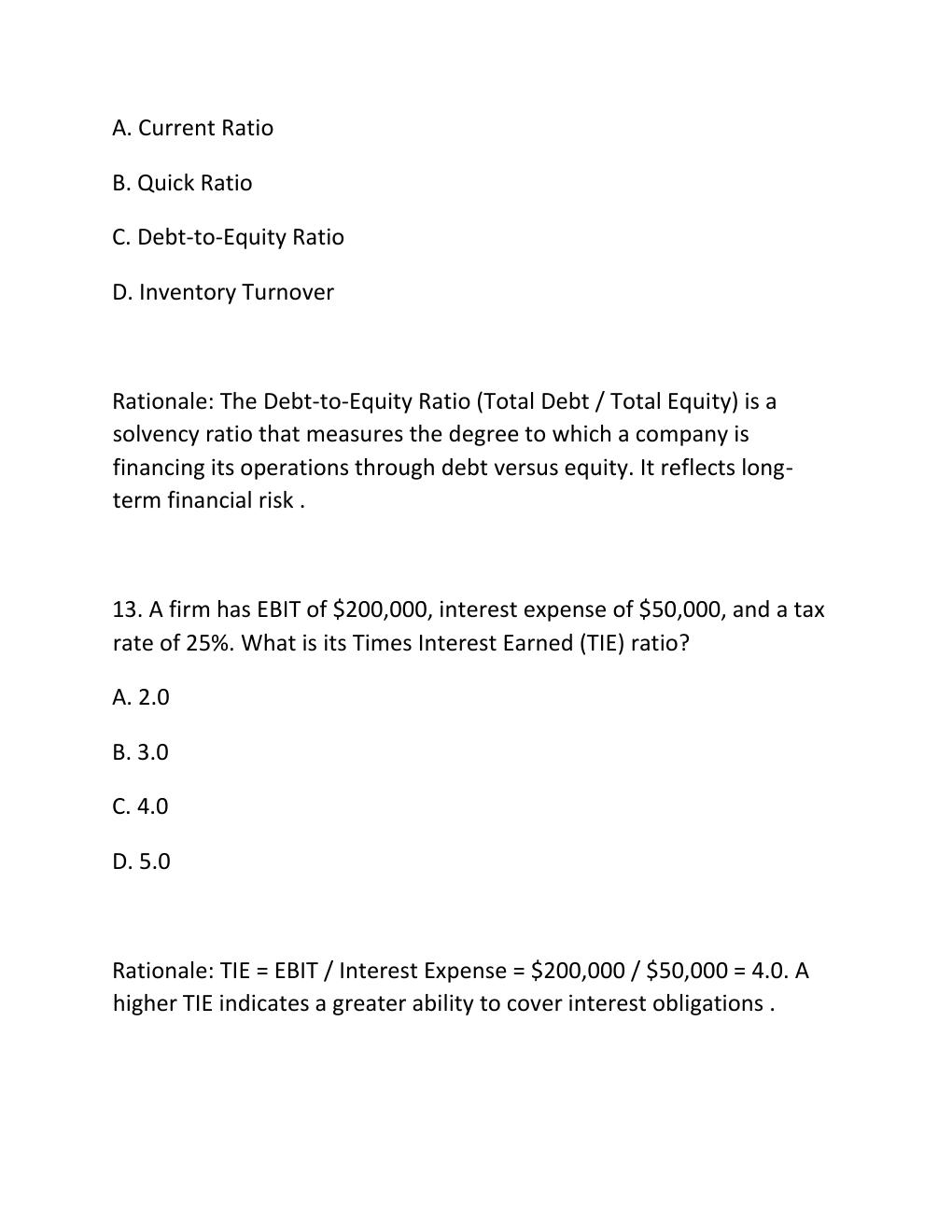 Preview page 7 of WGU D556 CORPORATE FINANCIAL ANALYSIS COMPREHENSIVE OA MASTER STUDY GUIDE UPDATED FORMULAS WORKED EXAMPLES PRACTICE QUES