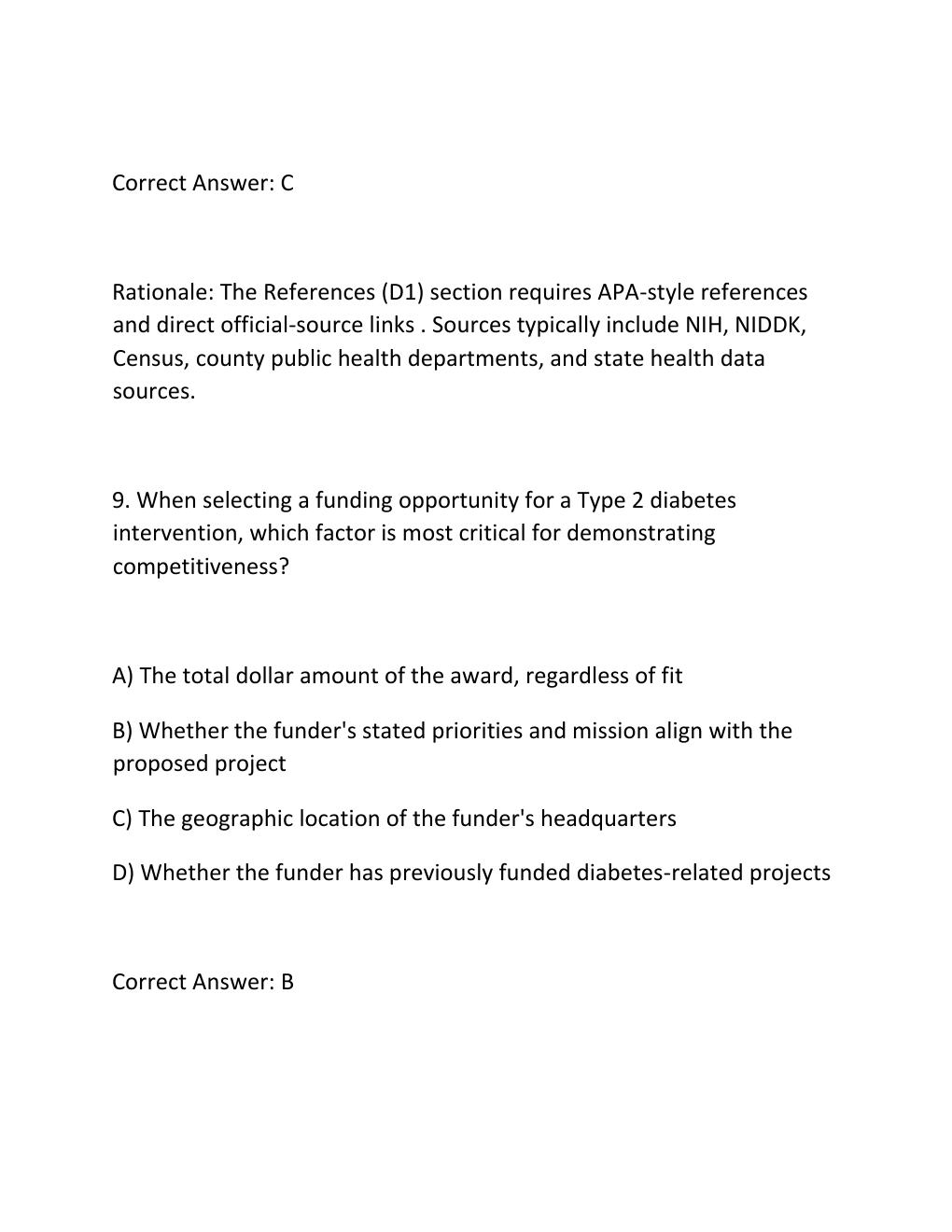 Preview page 8 of WGU D591 GRANT WRITING TASK 1 PERFORMANCE ASSESSMENT TYPE 2 DIABETES NEEDS ASSESSMENT