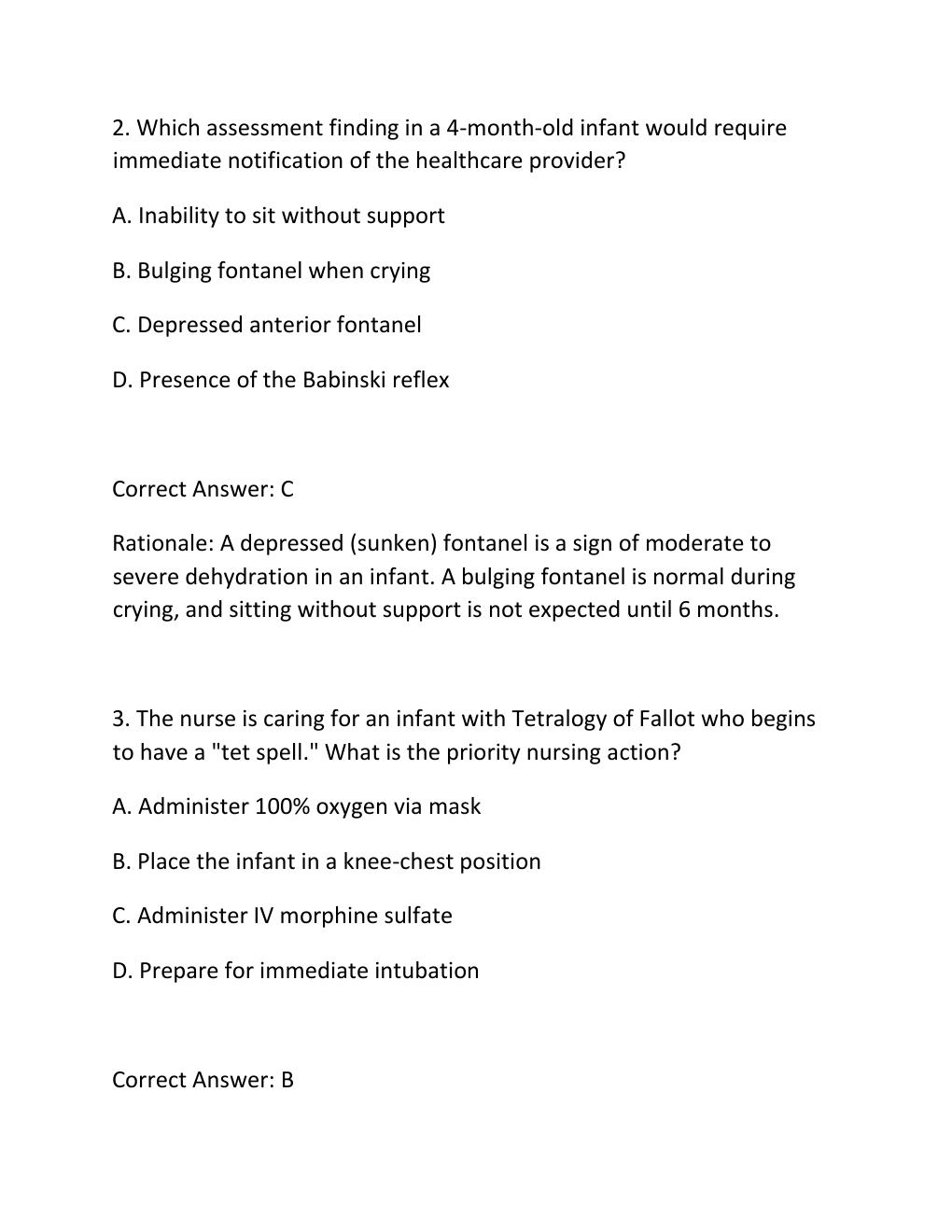 Preview page 2 of RN HESI PEDIATRIC EXAM ACTUAL HESI RN PEDIATRIC VERSION 3