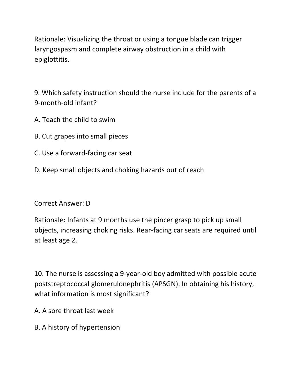 Preview page 6 of RN HESI PEDIATRIC EXAM ACTUAL HESI RN PEDIATRIC VERSION 3