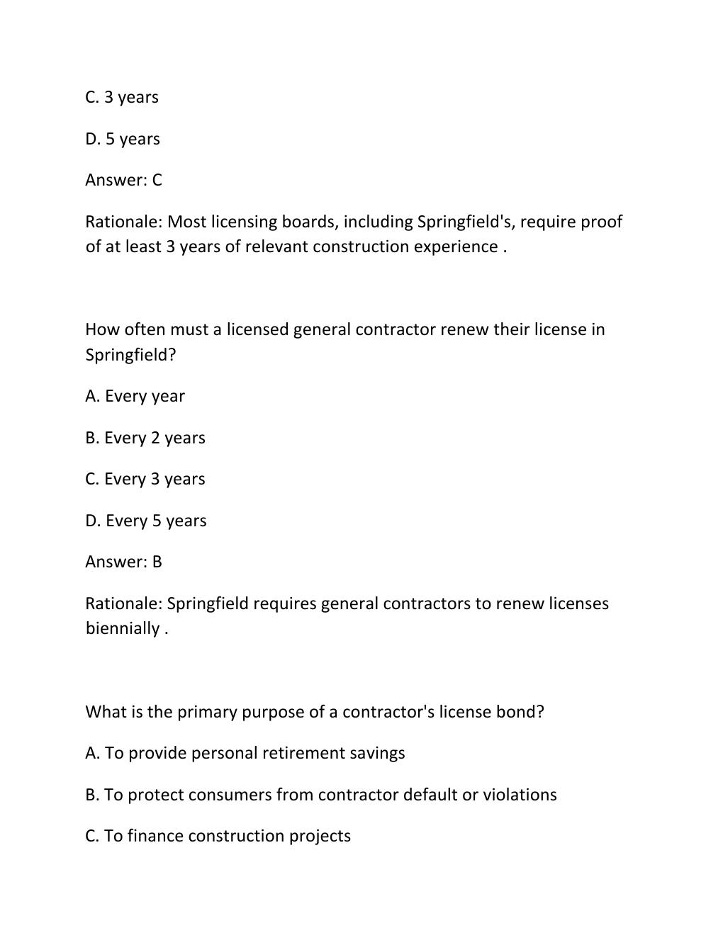 Preview page 2 of SPRINGFIELD BUILDING CONTRACTOR EXAM PRACTICE QUESTIONS AND CORRECT ANSWERS