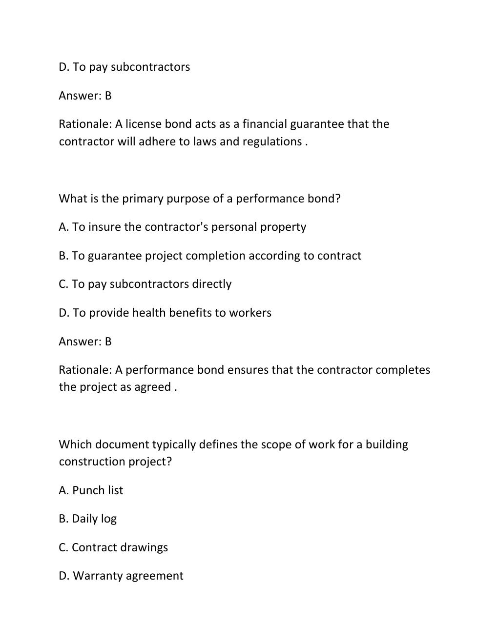Preview page 3 of SPRINGFIELD BUILDING CONTRACTOR EXAM PRACTICE QUESTIONS AND CORRECT ANSWERS