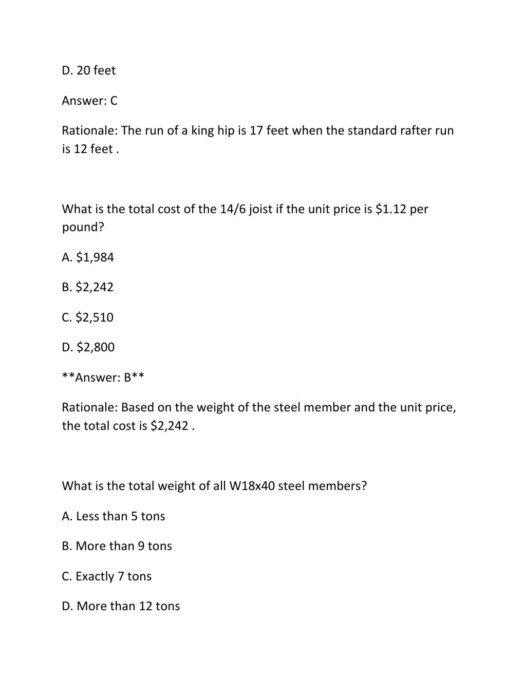 Preview page 10 of SPRINGFIELD BUILDING CONTRACTOR EXAM PRACTICE QUESTIONS AND CORRECT ANSWERS