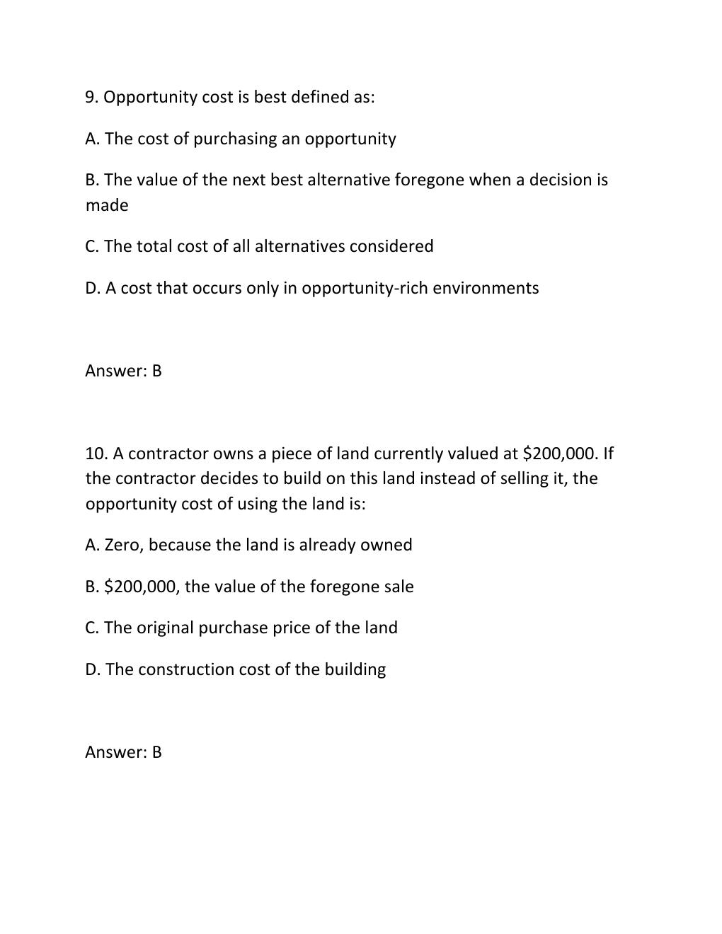 Preview page 5 of ENGV 380 Quiz 2 Costs and Engineering Estimates Complete Questions