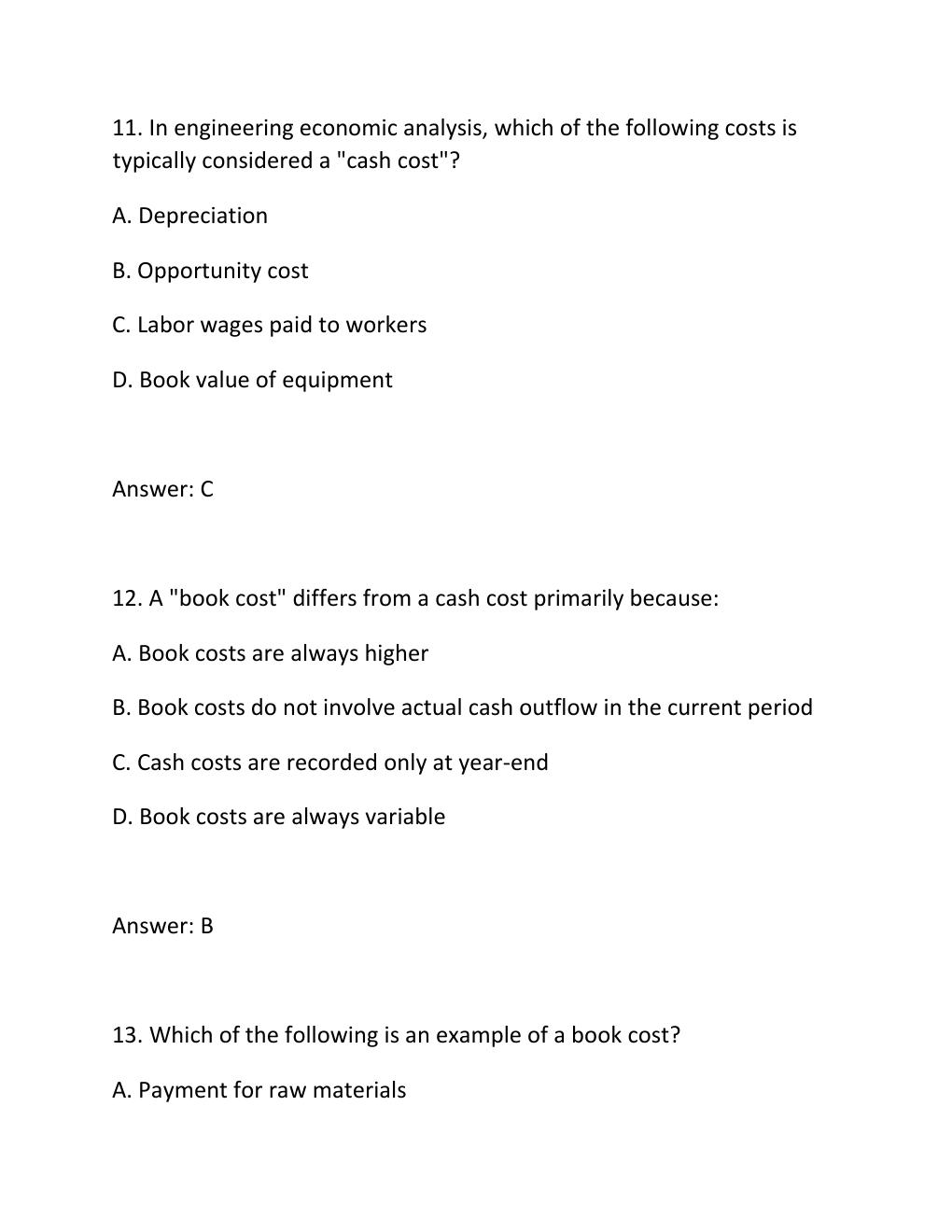 Preview page 6 of ENGV 380 Quiz 2 Costs and Engineering Estimates Complete Questions