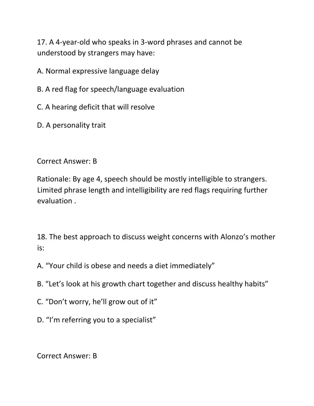 Preview page 10 of SENTINEL U ADVANCED PRACTICE SERIES PEDIATRIC WELLNESS ALONZO HARWOOD COMPLETE SIMULATION ACTIVITY REPORT ASSESSMENT DIA