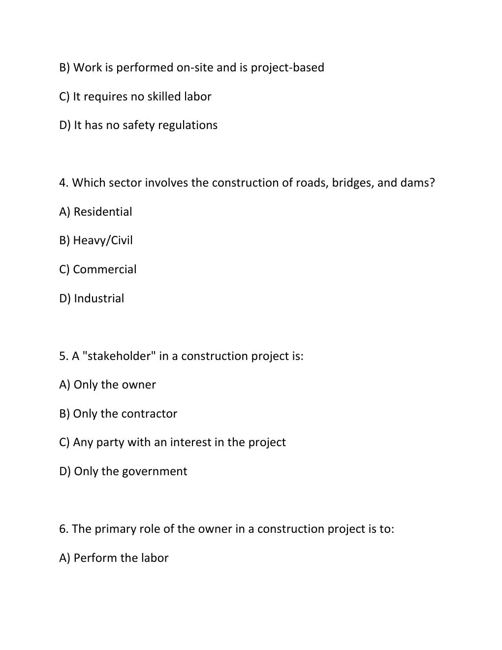 Preview page 2 of ENGV 380 Quiz 3 Construction Industry, Management Functions & Estimates Questions..