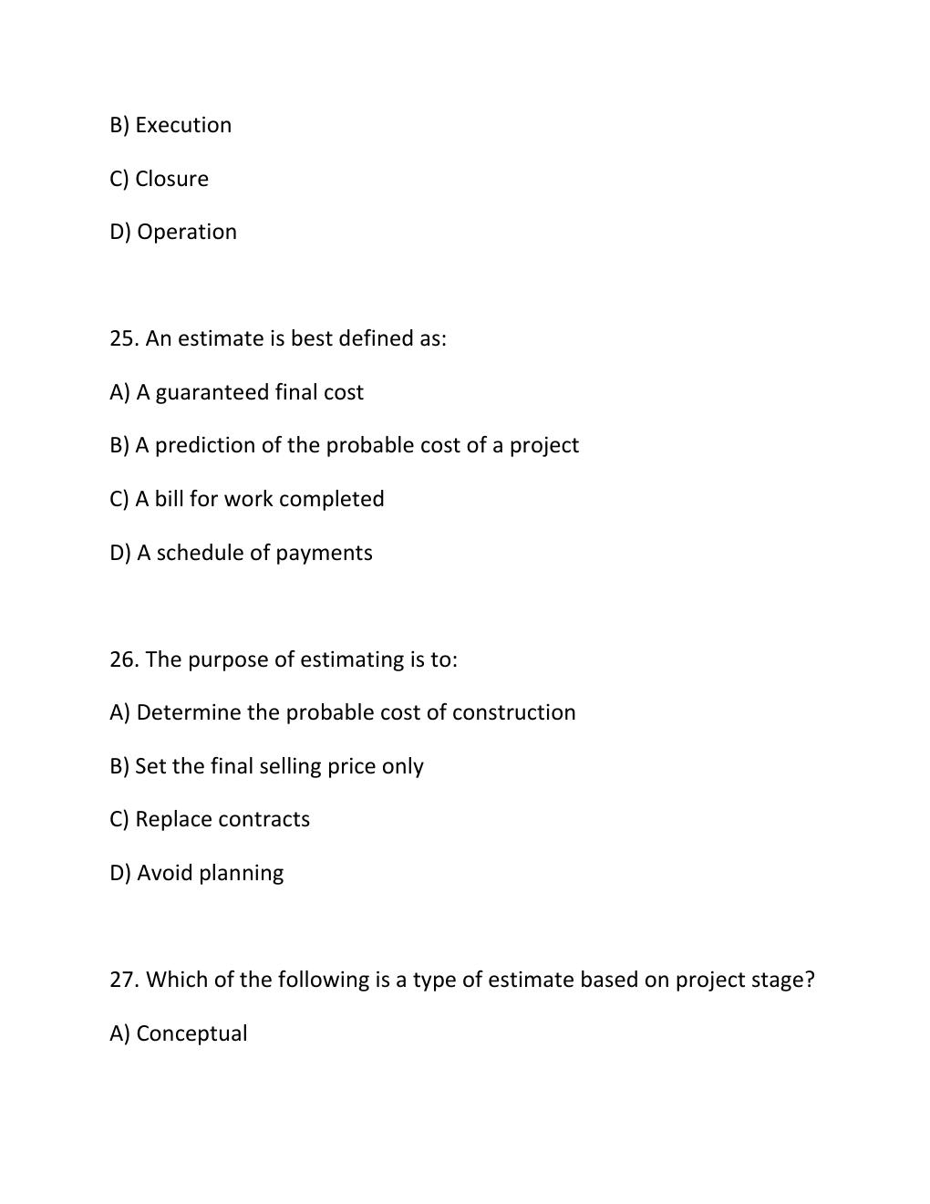 Preview page 9 of ENGV 380 Quiz 3 Construction Industry, Management Functions & Estimates Questions..