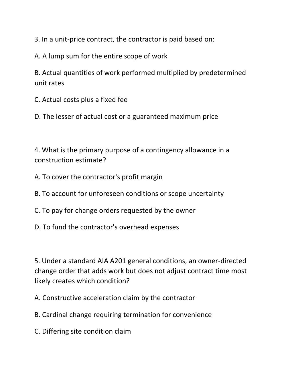 Preview page 2 of ENGV 380 Quiz 5 Estimating Building Projects & Construction Contract Administration