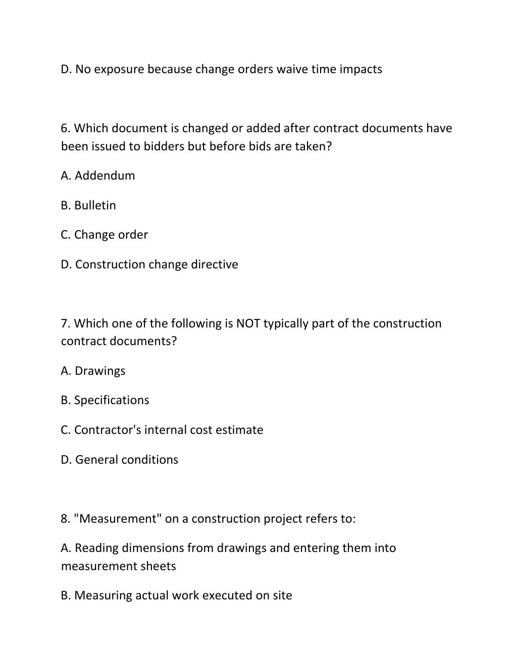 Preview page 3 of ENGV 380 Quiz 5 Estimating Building Projects & Construction Contract Administration