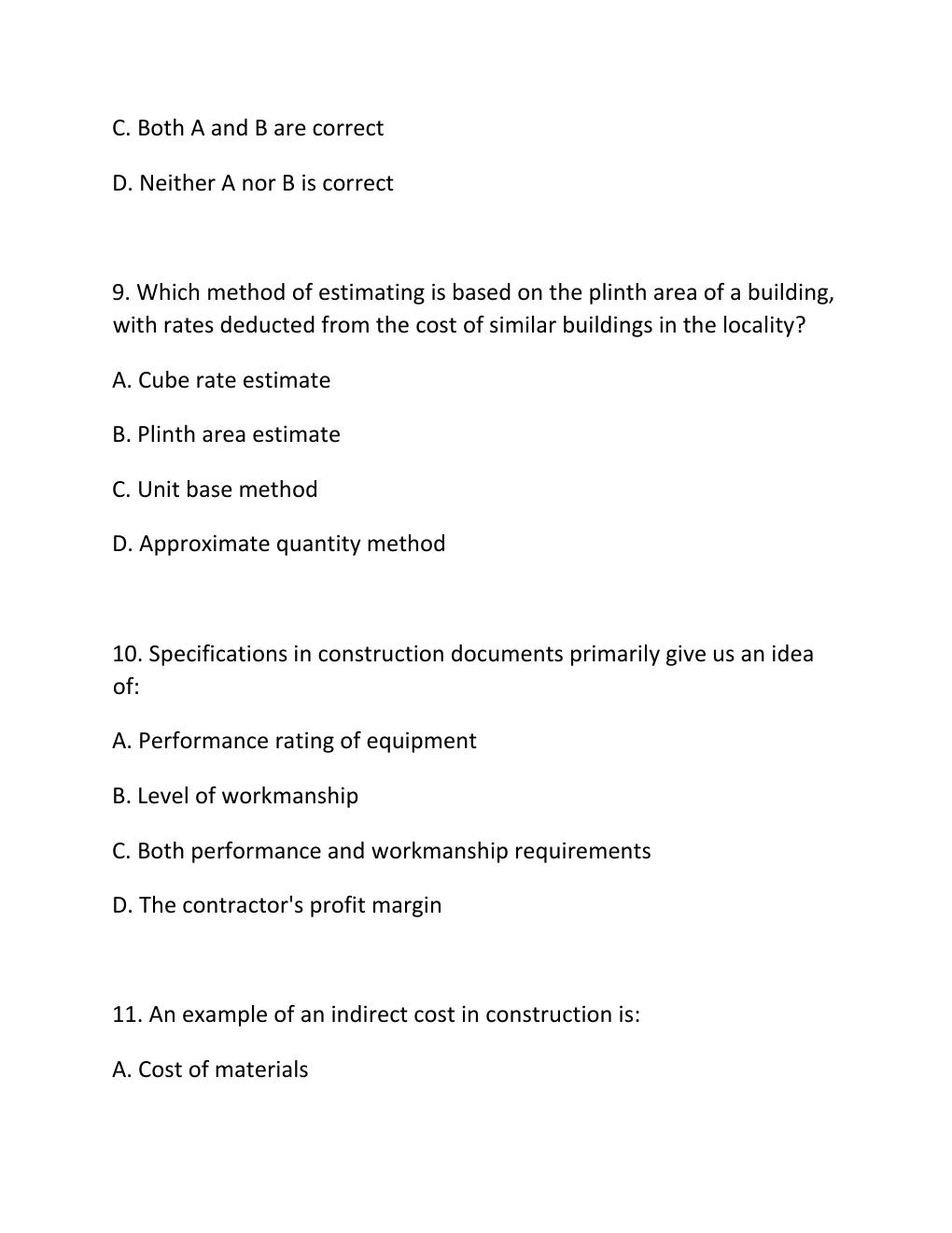 Preview page 4 of ENGV 380 Quiz 5 Estimating Building Projects & Construction Contract Administration
