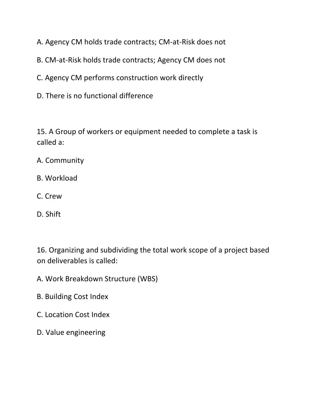 Preview page 6 of ENGV 380 Quiz 5 Estimating Building Projects & Construction Contract Administration