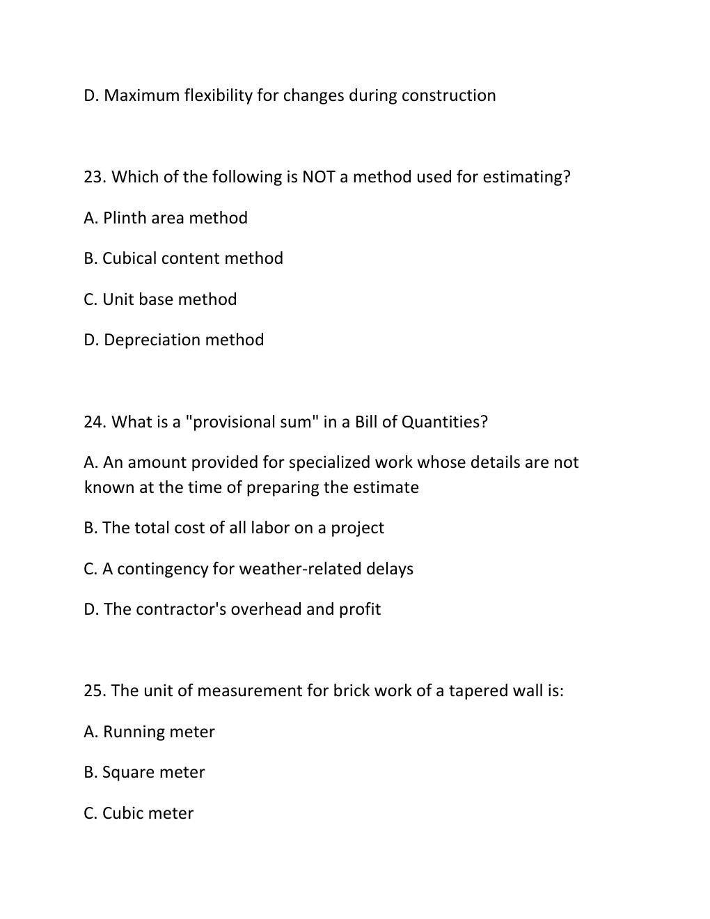 Preview page 9 of ENGV 380 Quiz 5 Estimating Building Projects & Construction Contract Administration