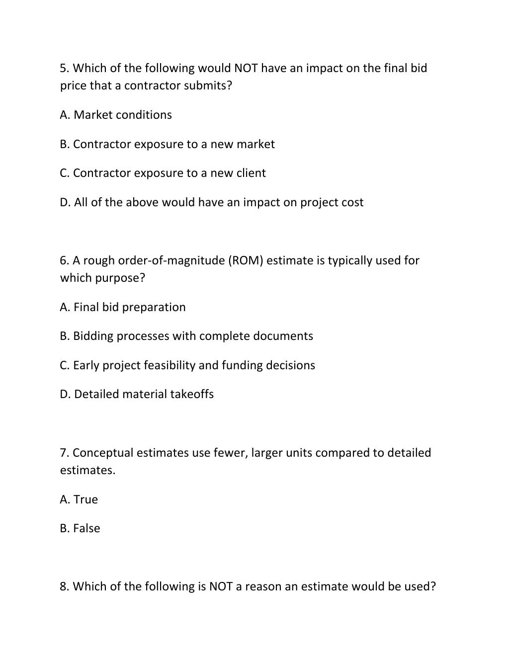 Preview page 3 of ENGV 380 Quiz 7 Estimates, Construction Contract Administration & Machine Power