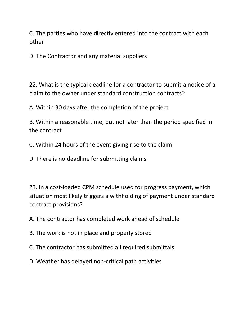 Preview page 9 of ENGV 380 Quiz 7 Estimates, Construction Contract Administration & Machine Power