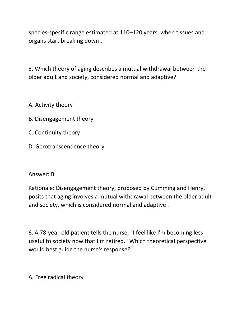Preview page 4 of Jersey College NUR202 Geriatric Nursing Midterm Exam 75 Practice Questions