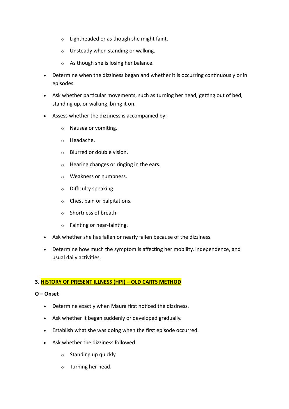 Preview page 3 of Comprehensive IHuman Case  Study. 68-year-old, Maura Smith.  Reason for encounter: Dizziness.   With a Soap Note.   Grad