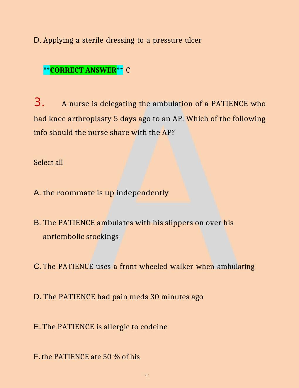 Preview page 4 of ATI  COMPREHENSIVE PREDICTOR EXAM WITH QUESTIONS AND  REVISED CORRECT ANSWERS,  100%  GUARANTEE  PASS