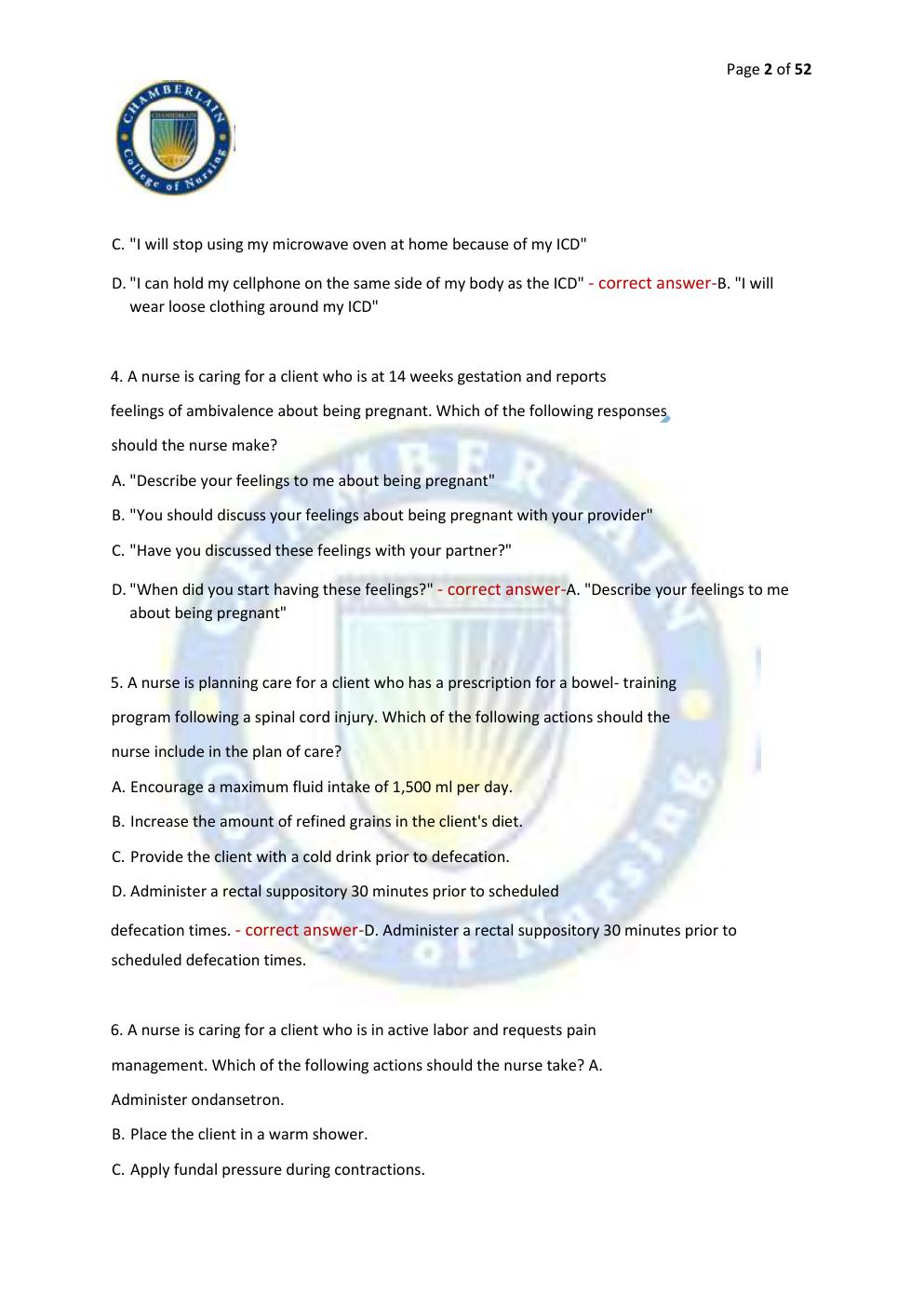 Preview page 2 of ATI EXIT EXAM RN COMPREHENSIVE PREDICTOR | FORMS A, B & C | RETAKE EXAM & PRACTICE QUESTIONS | VERIFIED ANSWERS | LATEST