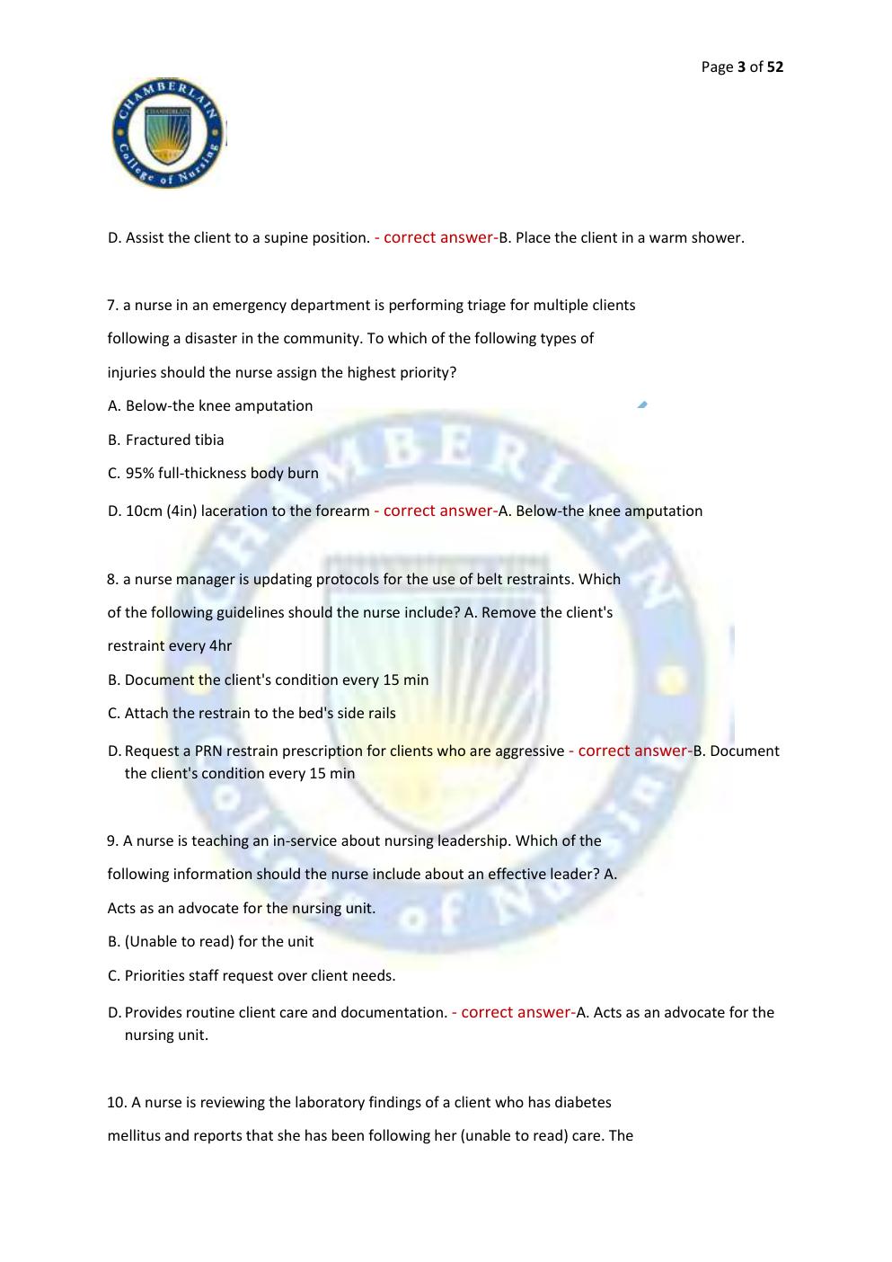 Preview page 3 of ATI EXIT EXAM RN COMPREHENSIVE PREDICTOR | FORMS A, B & C | RETAKE EXAM & PRACTICE QUESTIONS | VERIFIED ANSWERS | LATEST