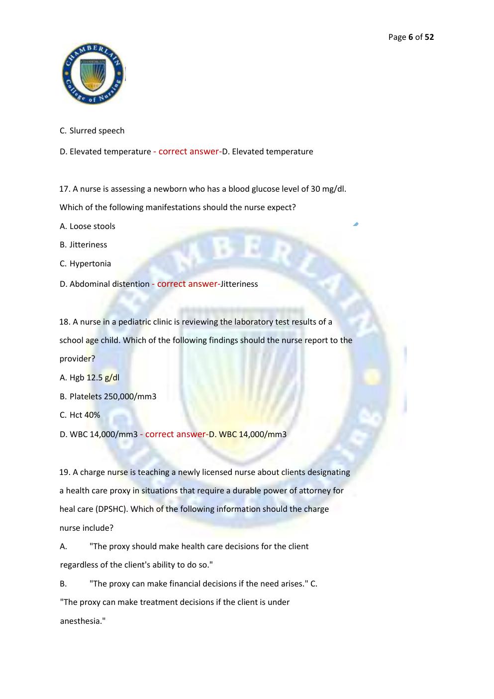 Preview page 6 of ATI EXIT EXAM RN COMPREHENSIVE PREDICTOR | FORMS A, B & C | RETAKE EXAM & PRACTICE QUESTIONS | VERIFIED ANSWERS | LATEST