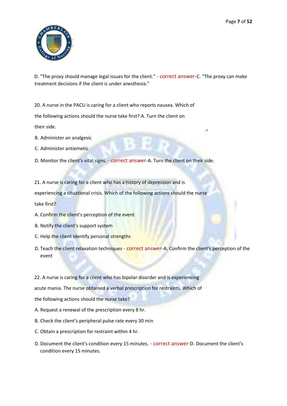 Preview page 7 of ATI EXIT EXAM RN COMPREHENSIVE PREDICTOR | FORMS A, B & C | RETAKE EXAM & PRACTICE QUESTIONS | VERIFIED ANSWERS | LATEST